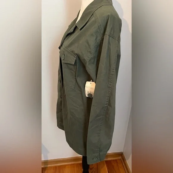 a. n. a Army Green Women’s Button Up Shirt Jacket Size Small NWT - Picture 9 of 11